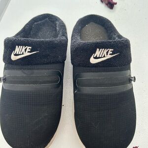 Nike Black Fleece-Lined Slip-Ons